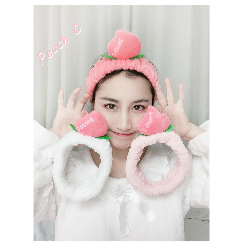 Băng đô đào thêu chữ peach 3D dễ thương - Phụ kiện tóc
