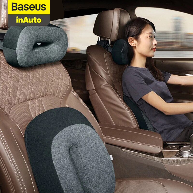[BẢO HÀNH 12 THÁNG]Bộ Gối Tựa Đầu - Cổ - Eo Baseus Kèm Dây Thắt Trên Xe Hơi Giúp Cố Định Tư Thế Ngồi
