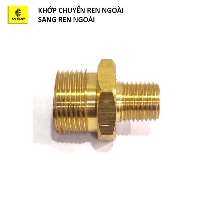 Khớp chuyển ren ngoài 22mm sang ren ngoài 14mm – phụ kiện máy rửa xe gia đình – đầu nối chuyển ren bằng đồng C0004-27