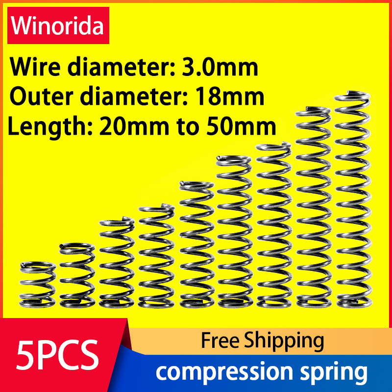 65Mn áp lực mùa xuân dòng đường kính 3mm, Đường kính ngoài 18mm, chiều dài 20mm đến 50mm Kính thiên văn mùa xuân nén mùa xuân