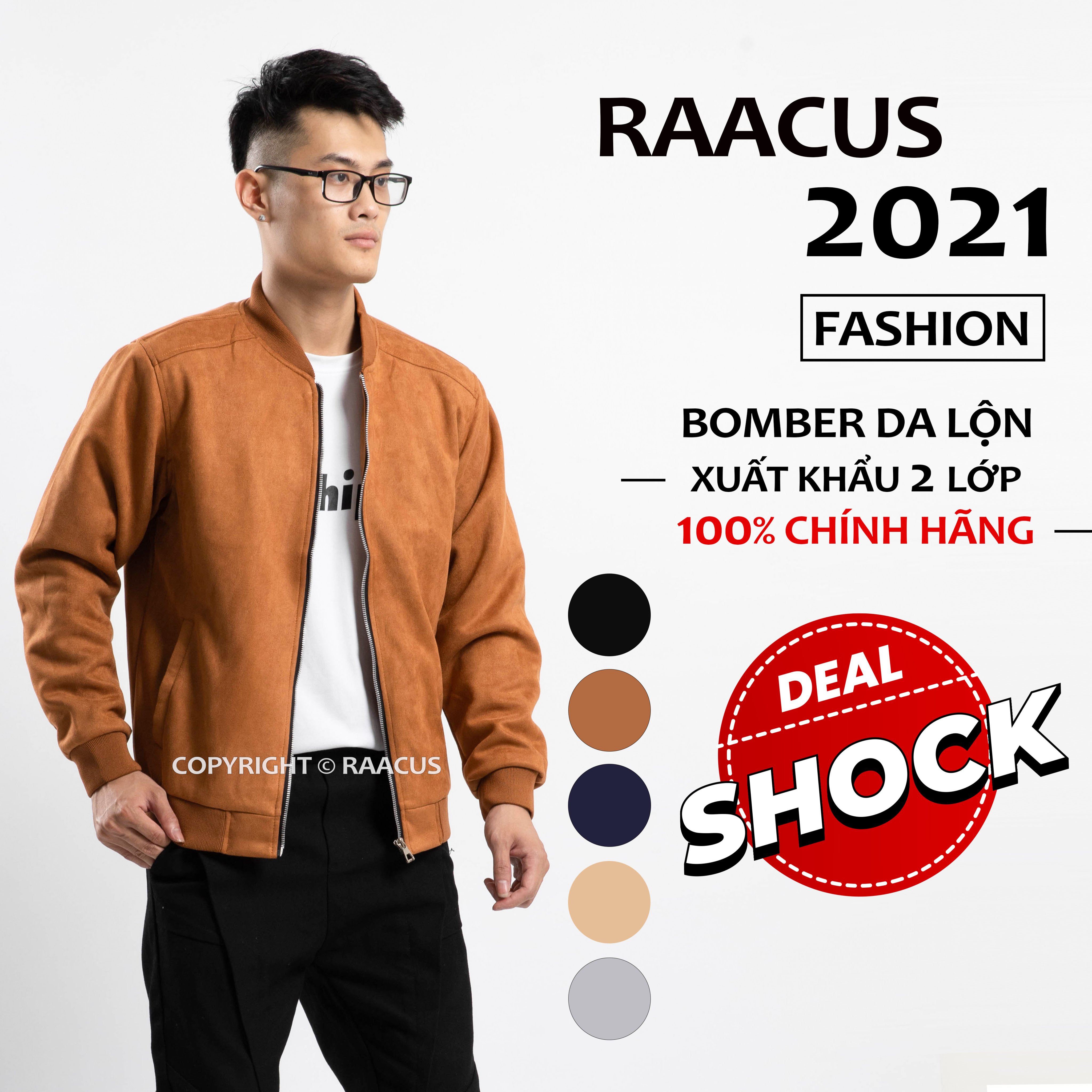 Áo khoác bomber nam da lộn Raacusstore, áo bomber nam form rộng phong cách ulzzang -D1AK374