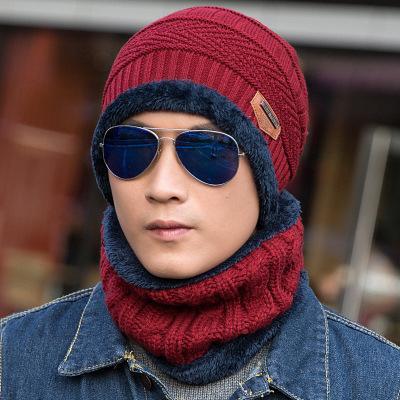 Mũ len kèm khăn lót nỉ bông siêu ấm, nón mũ len nam nữ hàn quốc - non mu len nam nu kem khan quang co lot ni bong