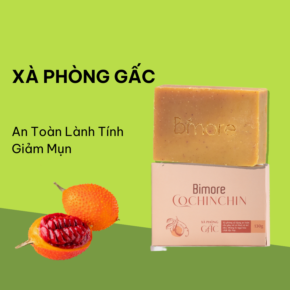 Xà phòng Gấc Bimore an toàn lành tính ngừa mụn_bánh 65gr