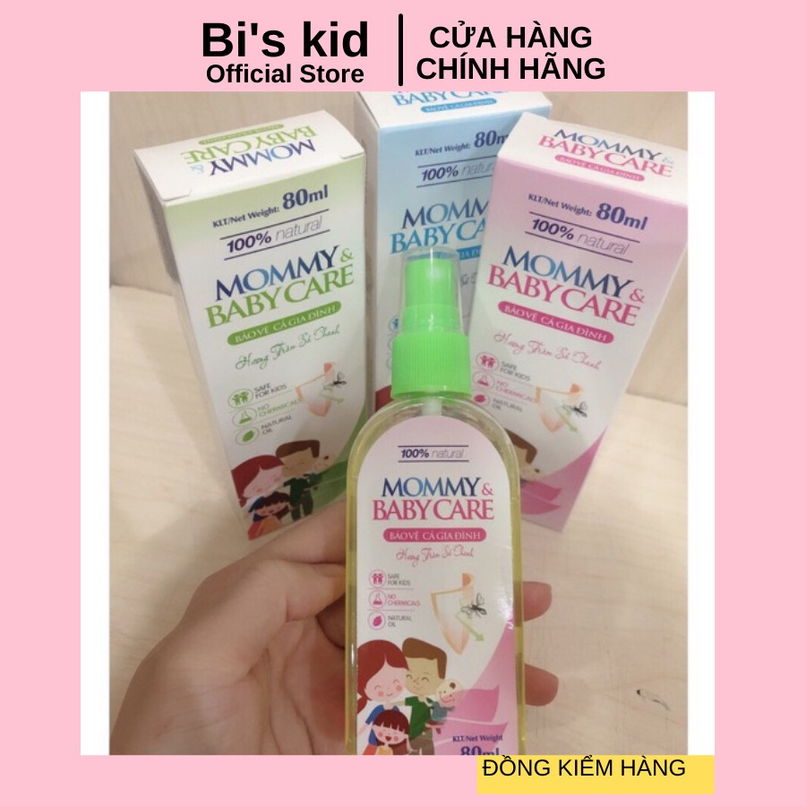 Xịt chống muỗi cho bé MOMMY BABY CARE 80ml tinh dầu tự nhiên hương tràm xả chanh