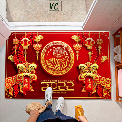[ THẢM TẾT 2022 ]Thảm Chùi Chân Chống Trượt Cao Cấp, thấm hút Nước, đón năm CANH DẦN khổ 40*60cm