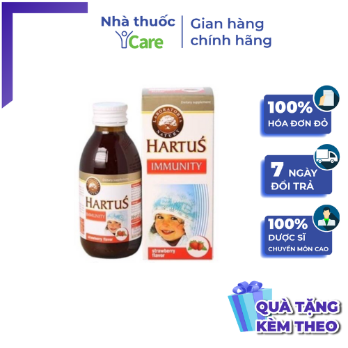Sirô Hartus' Immunity chai 150ml hương dâu – Hỗ trợ tăng cường sức đề kháng cho trẻ