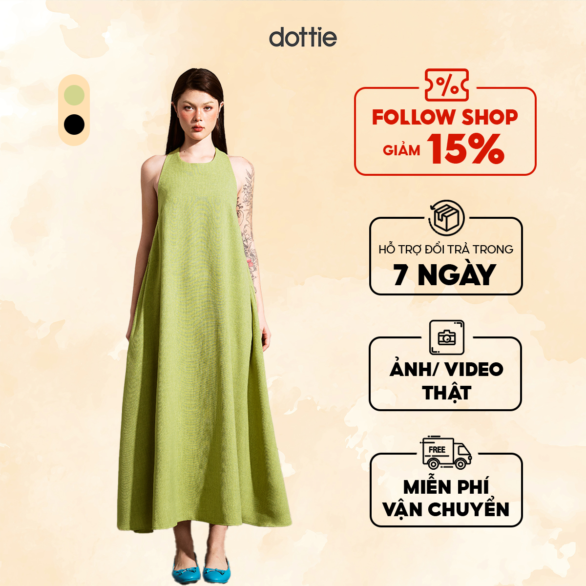Dottie - đầm maxi xoắn lưng - d0547
