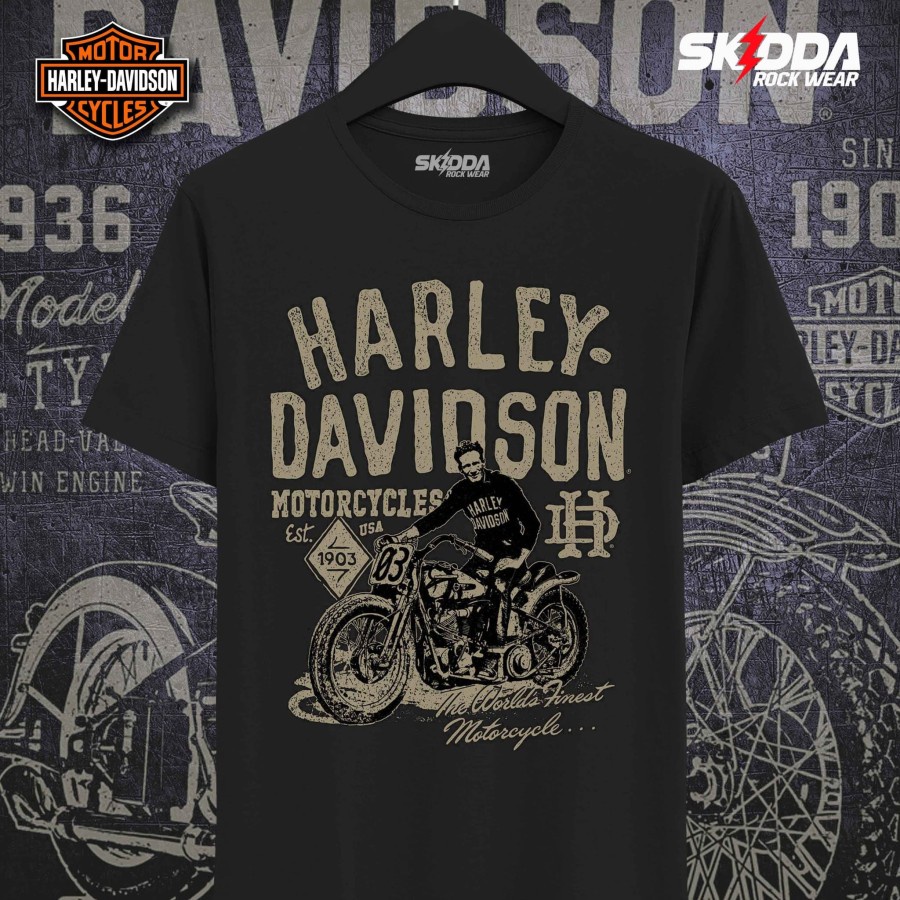 Áo thun xe mô tô Harley DAVIDSON 16 - Premium màu đen