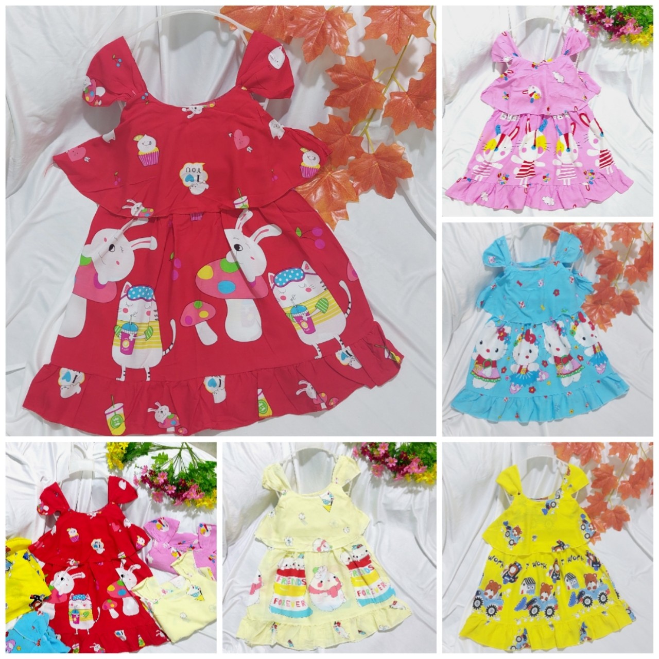 Combo 3 bộ Váy đầm tôn/lanh cho bé gái 18-22kg, váy đầm tôn lanh trẻ em