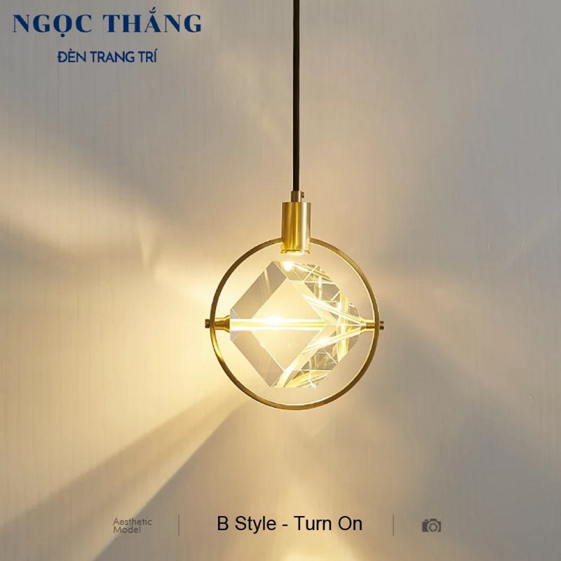 Đèn thả trần pha lê hiện đại trang trí phòng ngủ phòng khách bàn ăn Led 8w ánh sáng vàng T8159A Ngọc Thắng