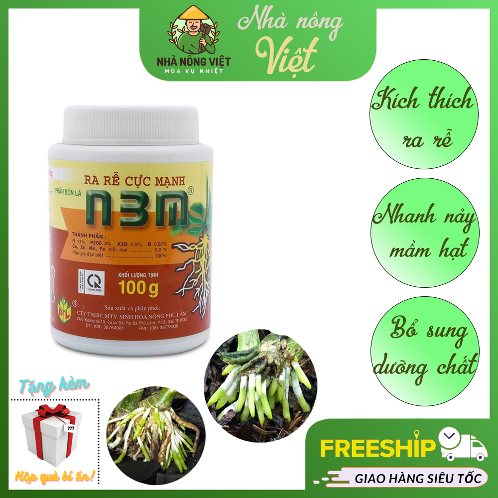 Phân Bón Lá NPK Ra Rễ Cực Mạnh N3M Pro Dạng Bột - Chai 100 ml, Thuốc Kích Thích Ra Rễ, Nảy Mầm Hạt , Bổ Sung Dinh Dưỡng Cho Cây, Công Nghệ Nhật Bản- Nhà Nông Việt