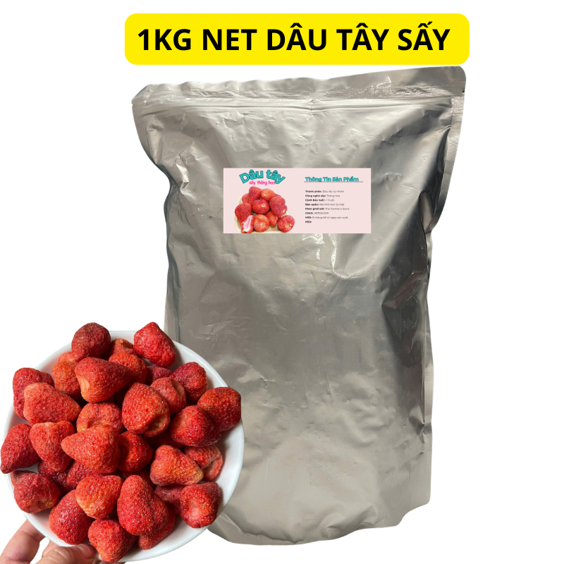 1KG Dâu tây sấy giòn, dâu tây sấy dẻo Đà Lạt trái cây sấy không đường tốt cho người ăn kiêng, giảm cân.