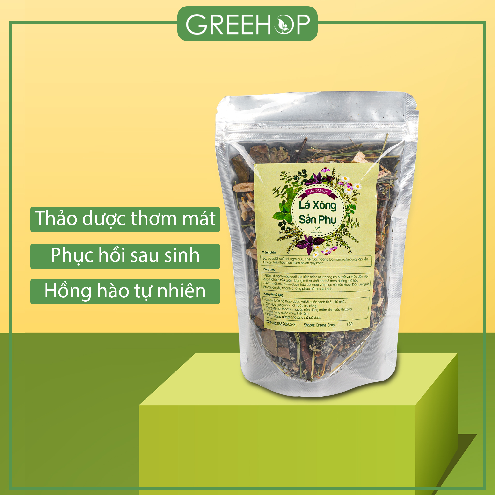 Lá xông sản phụ sau sinh greehop