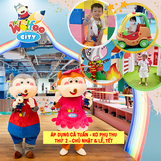 Hà Nội [E-Voucher] Vé vào cổng khu vui chơi Wolfoo City - Áp dụng các ngày không phụ thu