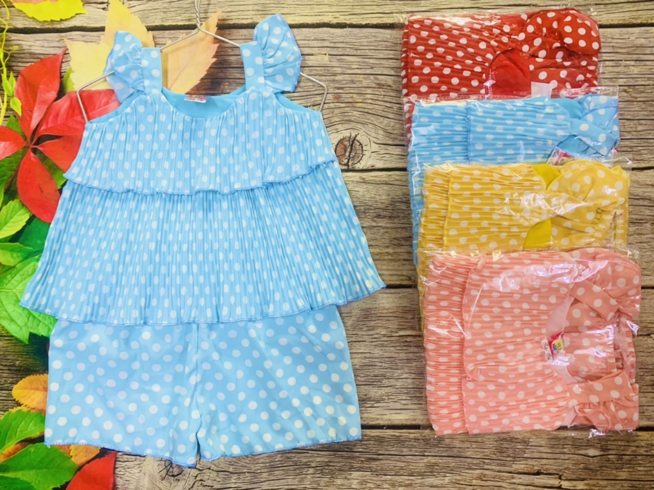 Bộ Lụa Cánh Tiên Phối Nơ Bé (6-18kg) (Giao màu ngẫu nhiên)