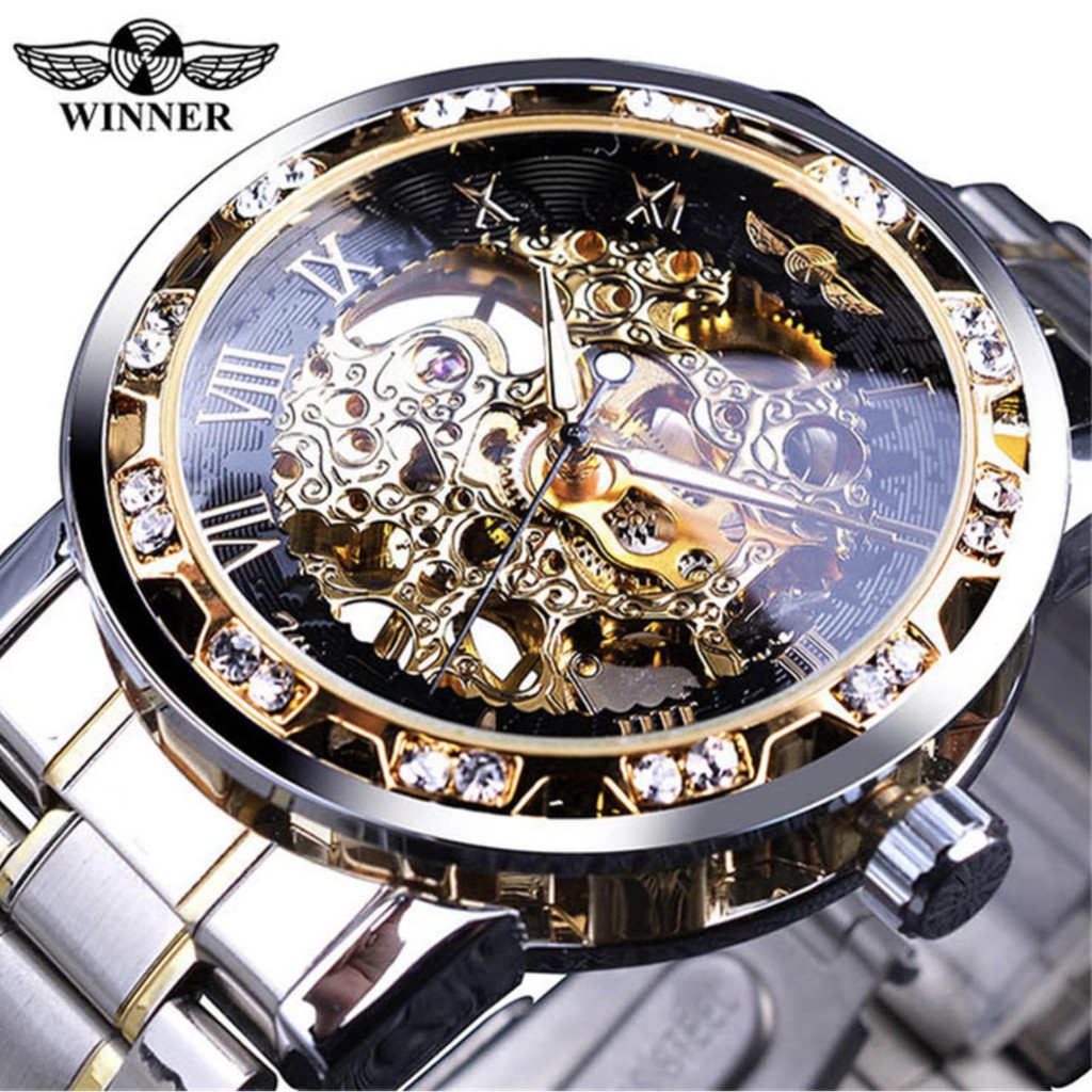 Đồng hồ cơ nam automatic winner dây thép cao cấp