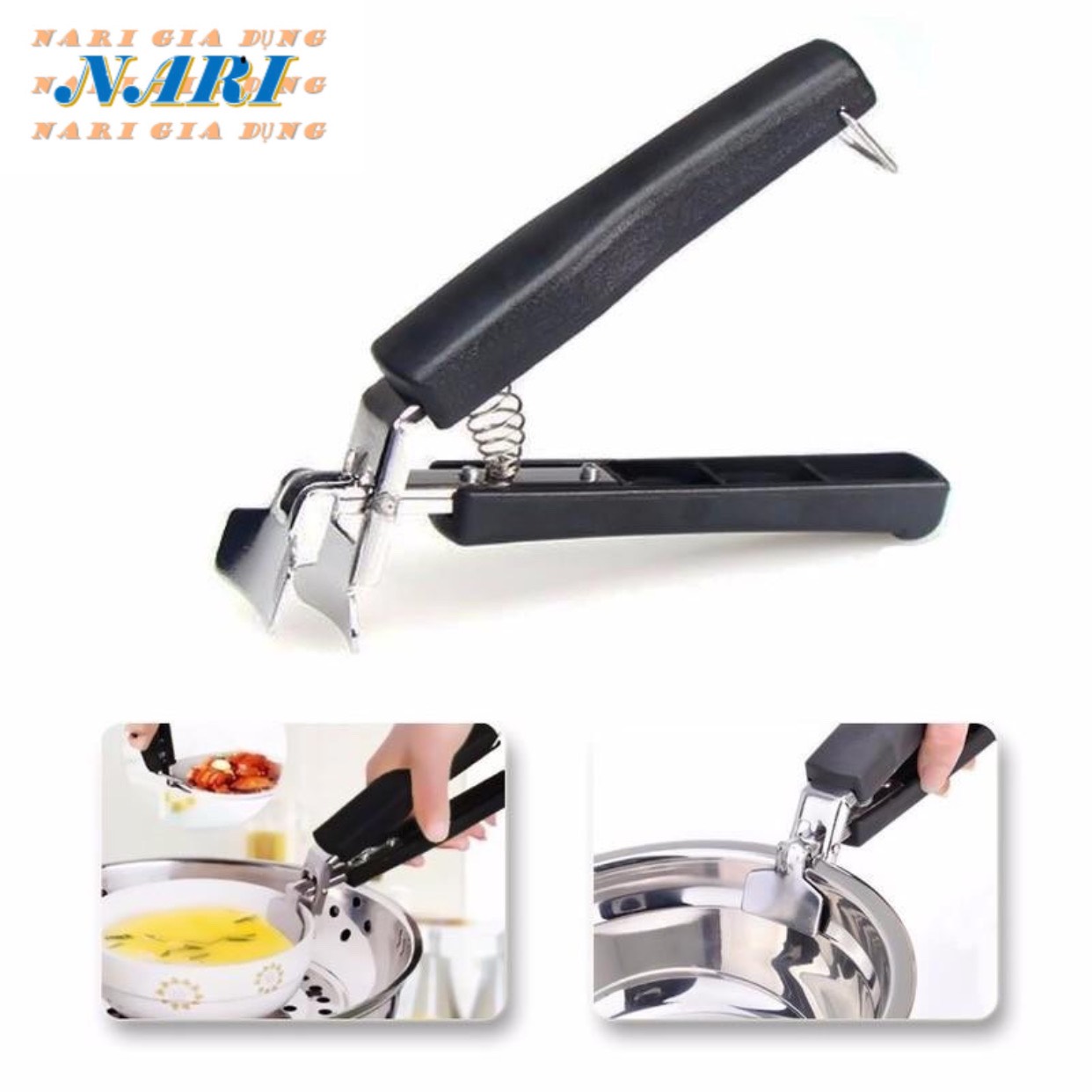 Kẹp gắp đồ chống nóng inox - Kẹp gắp bát đĩa nóng dạng kìm - gia dụng Nari