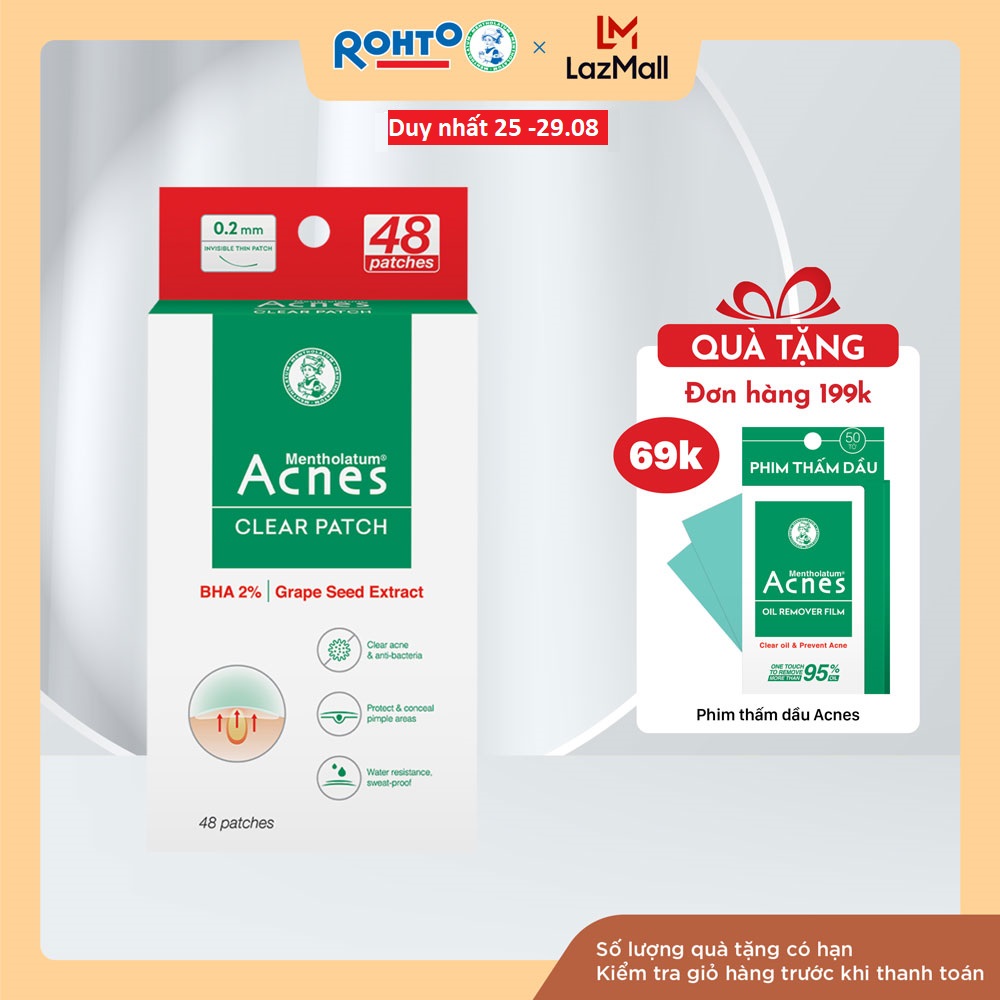 Miếng dán mụn giúp giảm mụn sưng viêm Acnes Clear Patch