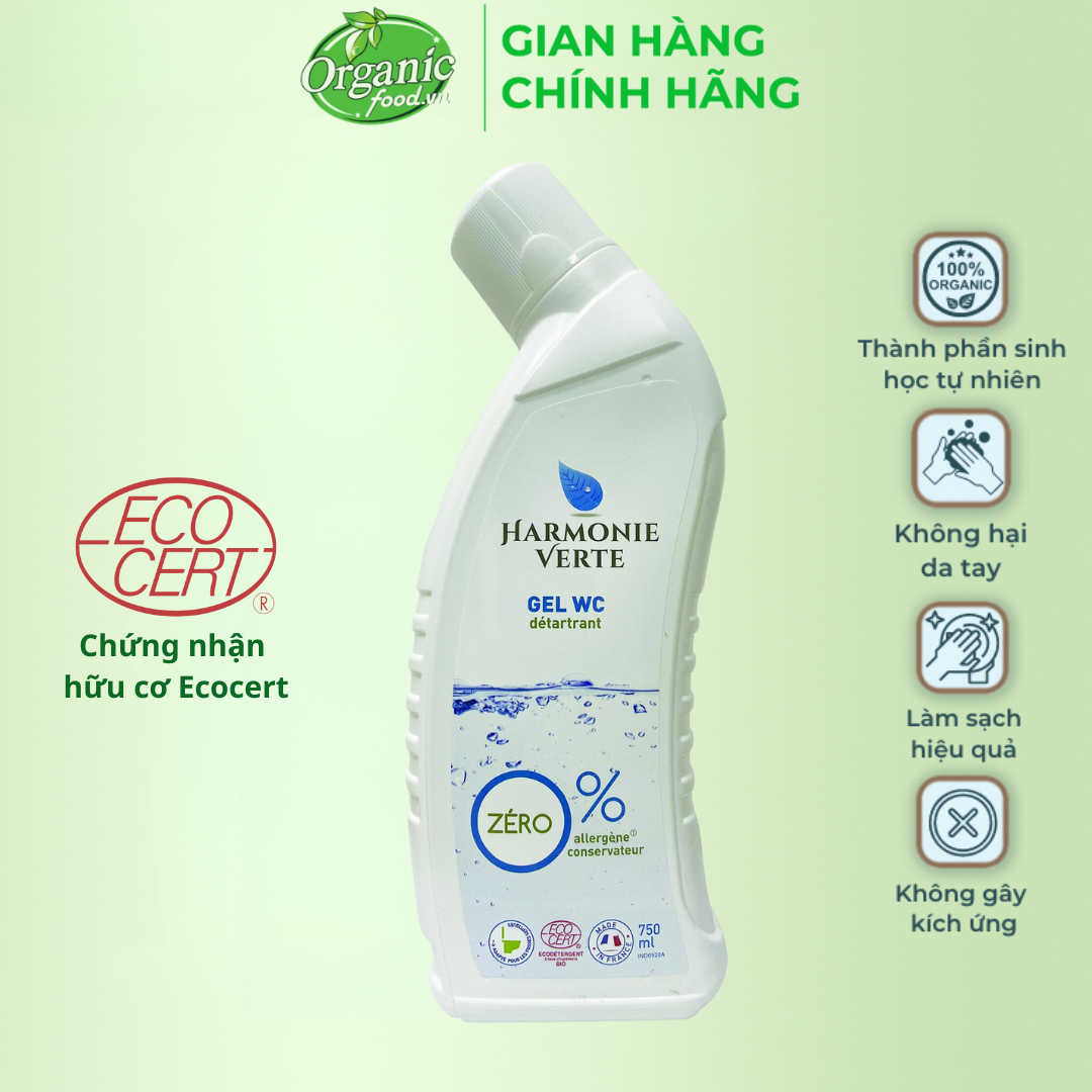 Gel tẩy rửa bồn cầu hữu cơ Harmonie Verte 750ml