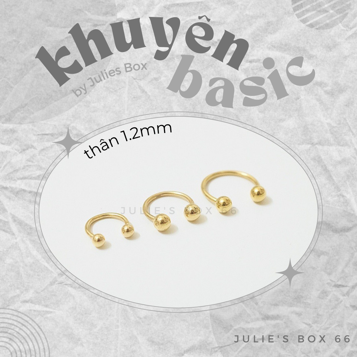 [Bán Theo Chiếc] Khuyên Tai Bông Tai Chữ U 2 Đầu Bi Tròn Thân 1.2mm Nhiều Size Màu Vàng Thép Y Tế Titan Thép Không Gỉ Cá Tính Phong Cách Nam Nữ Freesize Không Đen Không Ngứa Không Dị Ứng Không Gỉ Sét julies box 66