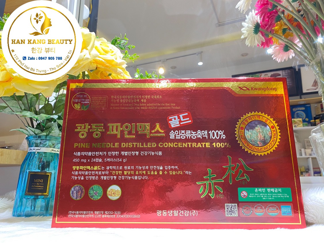 Tinh dầu thông đỏ Hàn Quốc Đỏ Kwangdong Pine Needle Distilled Concentrate 100% ( Cam kết chính hãng)