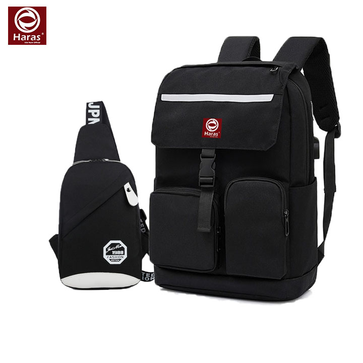 Combo Balo Unisex Hot Trend, Balo Có Ngăn Đựng Laptop 15.6 Inch Và Túi Đeo Chéo Nhiều Ngăn Tiện Lợi HARAS  HR265HR083