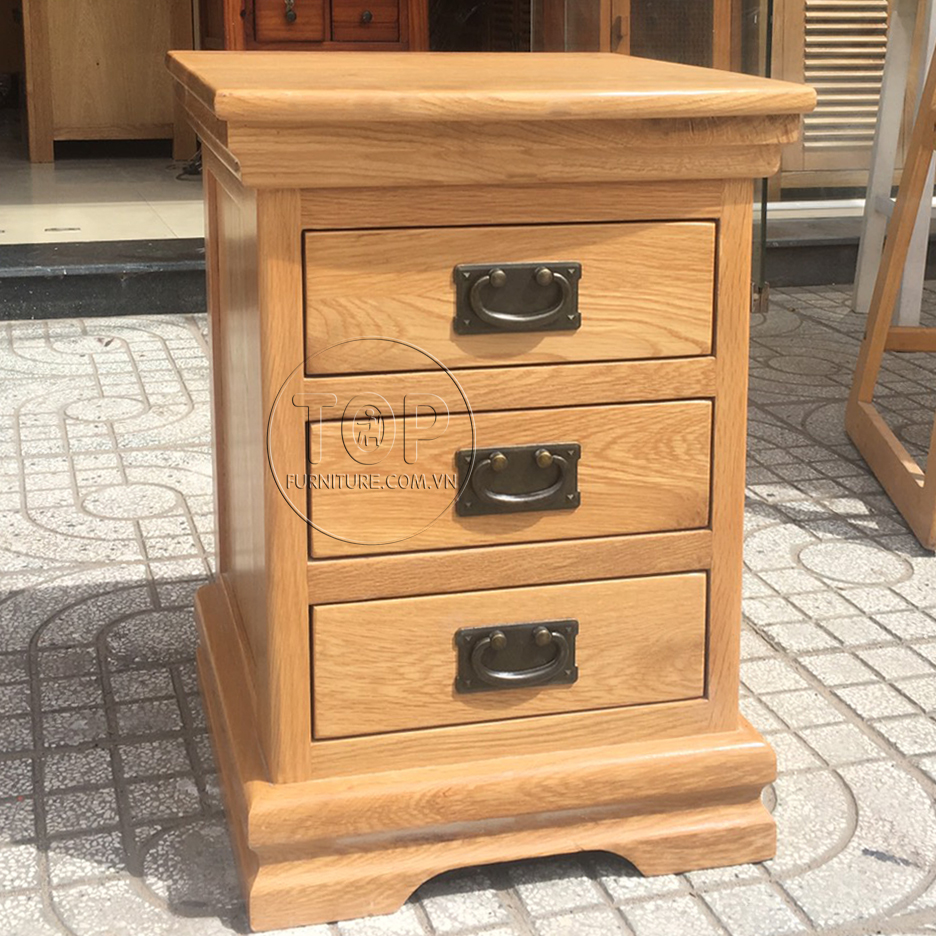 Tủ đầu giường gỗ sồi Mỹ 3 ngăn kéo ZEN SP-0126