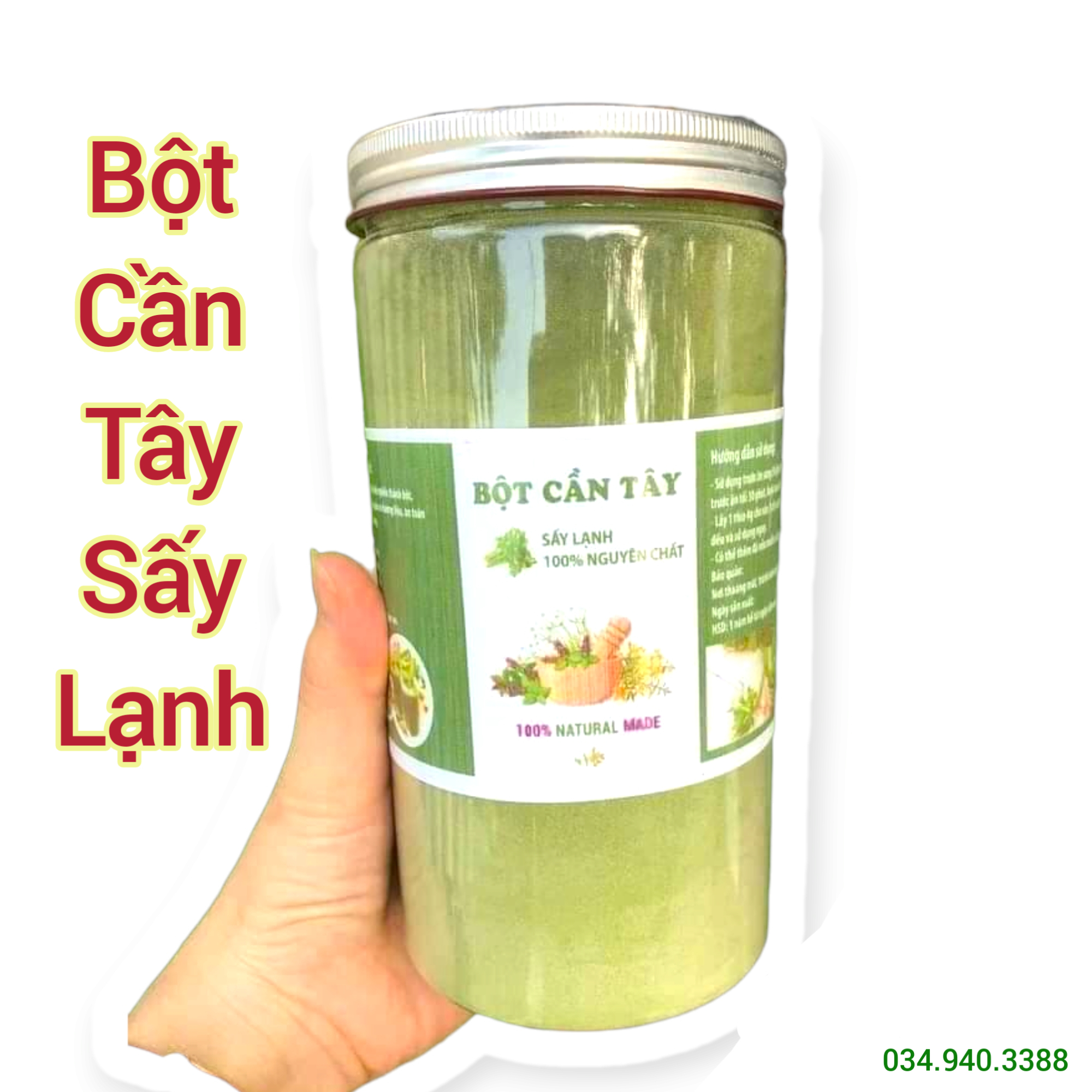 Bột cần tây sấy lạnh nguyên chất đóng hộp 500g, túi 250g