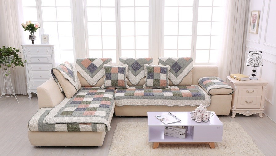 Thảm sofa 100% cotton mặt dưới hạt chống trượt - xám