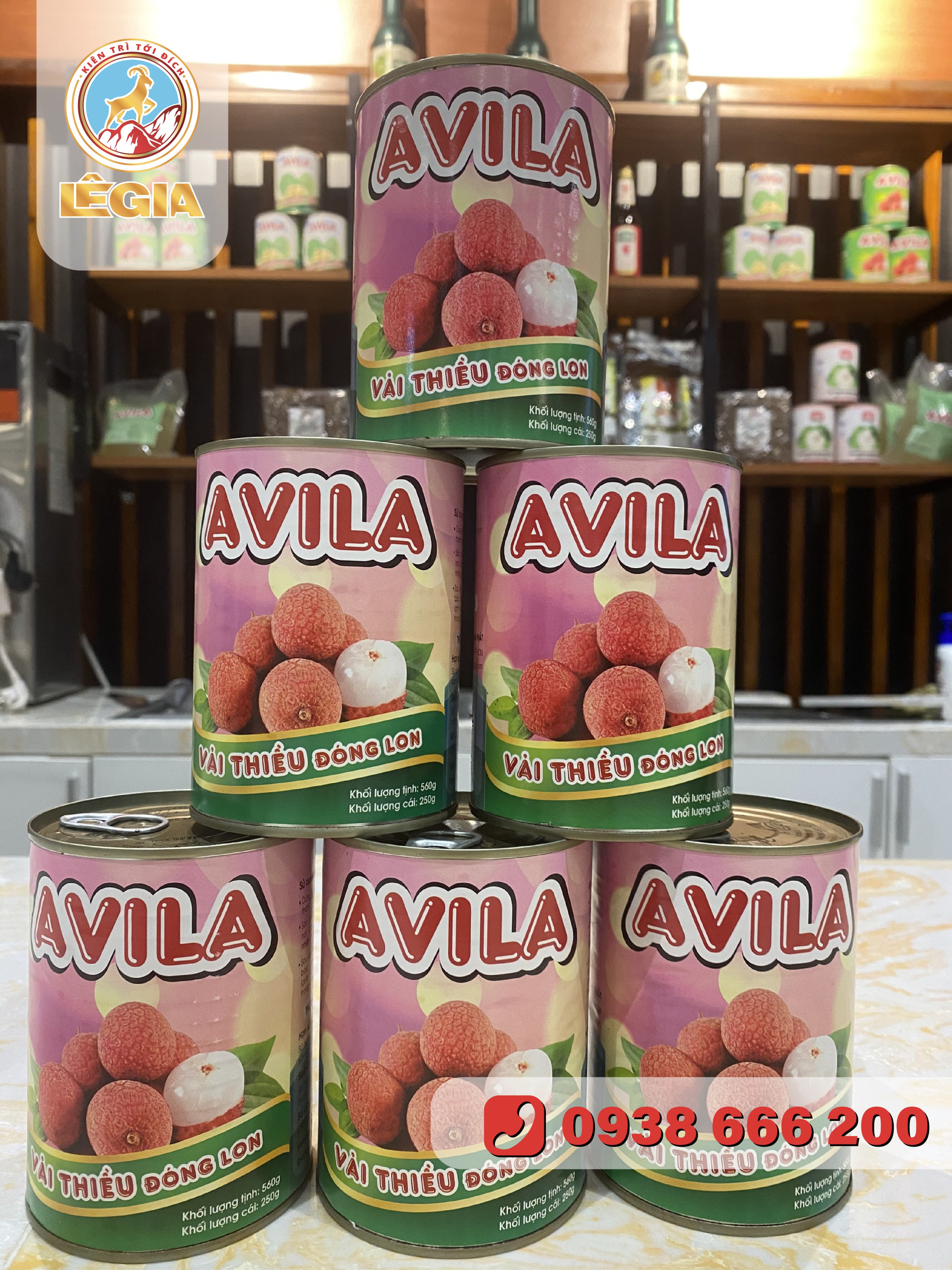 HCM Vải thiều ngâm đường Avila hộp 565g màu hồng - Trái vải tươi ngọt dịu