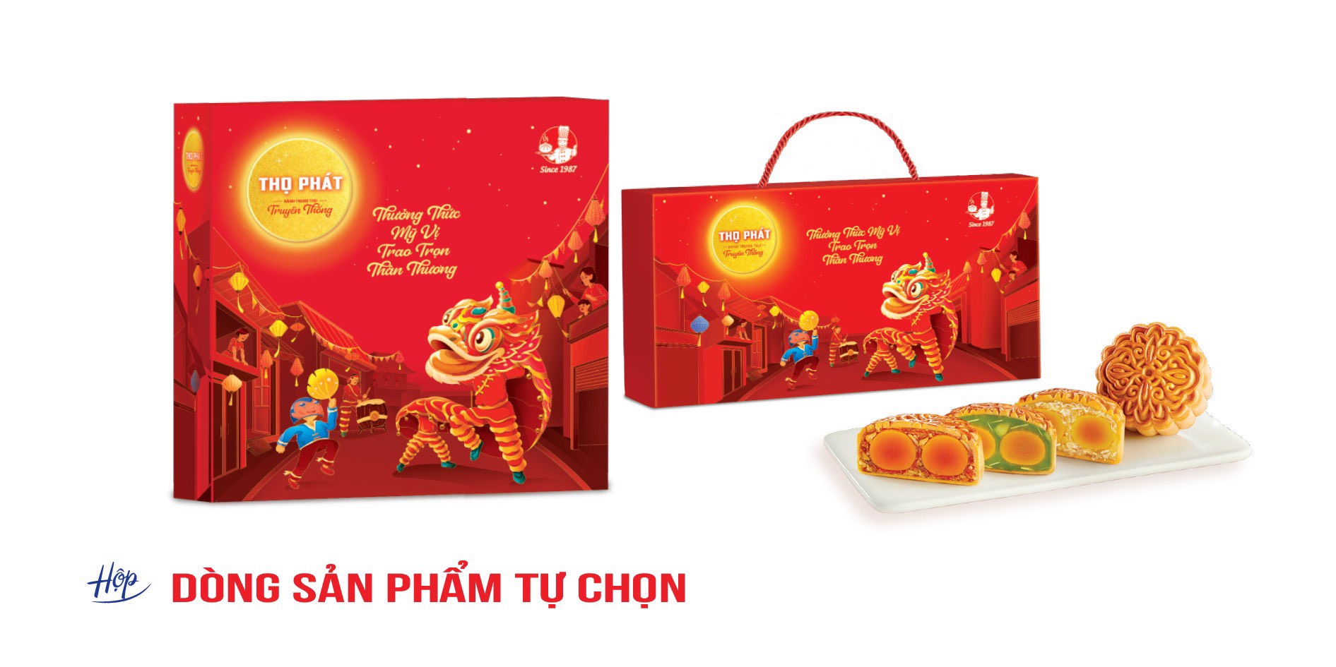 BÁNH TRUNG THU KIDO'S  nhãn THỌ PHÁT 2024 BÁNH 1 Trứng  (150gr) 2 cái Tặng (hộp 2, dao cắt bánh). 4 cái Tặng (hộp 4, dao, túi Vãi)