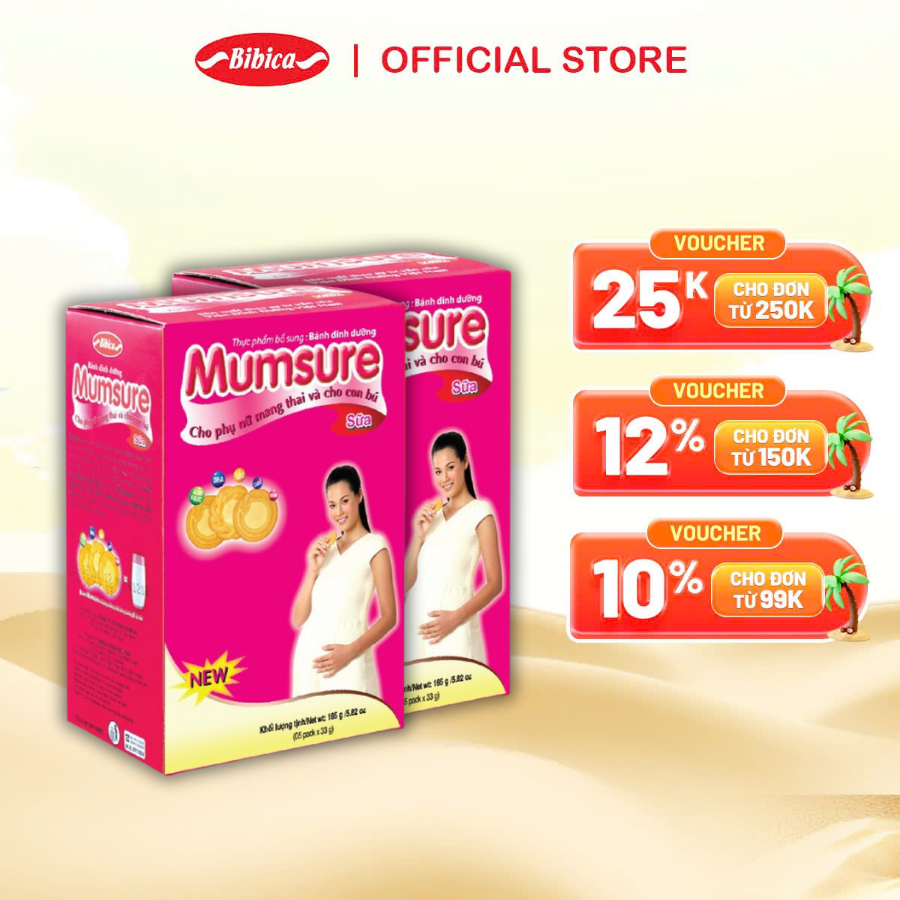2 Hộp Bánh Dinh Dưỡng Mumsure Sữa Bibica 165g - Thực phẩm dinh dưỡng dành cho phụ nữ bầu