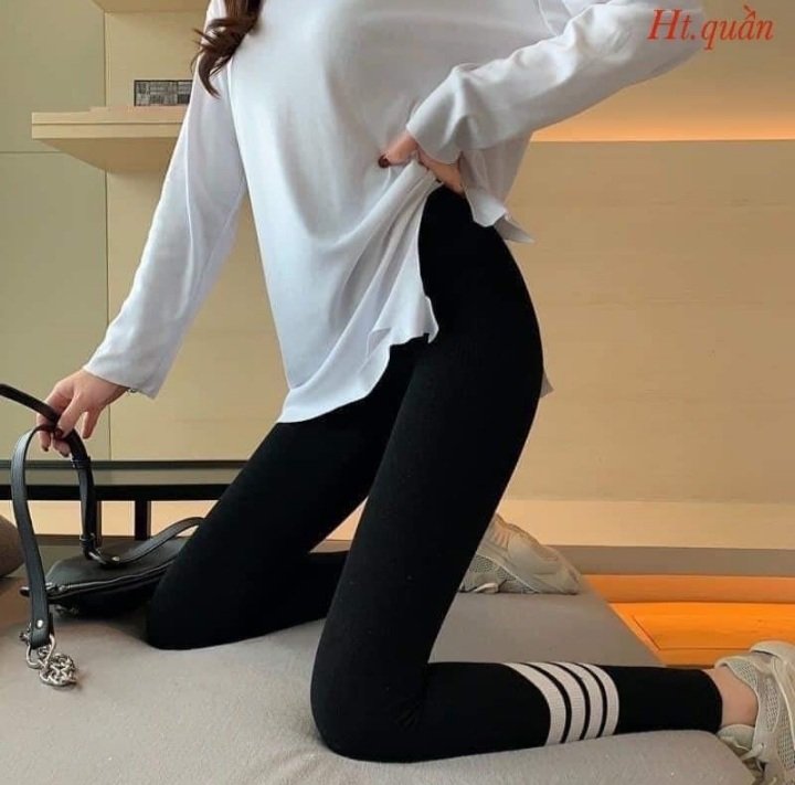 Quần legging bốn vạch chân chất thun co dãn 4 chiều , quần legging nữ