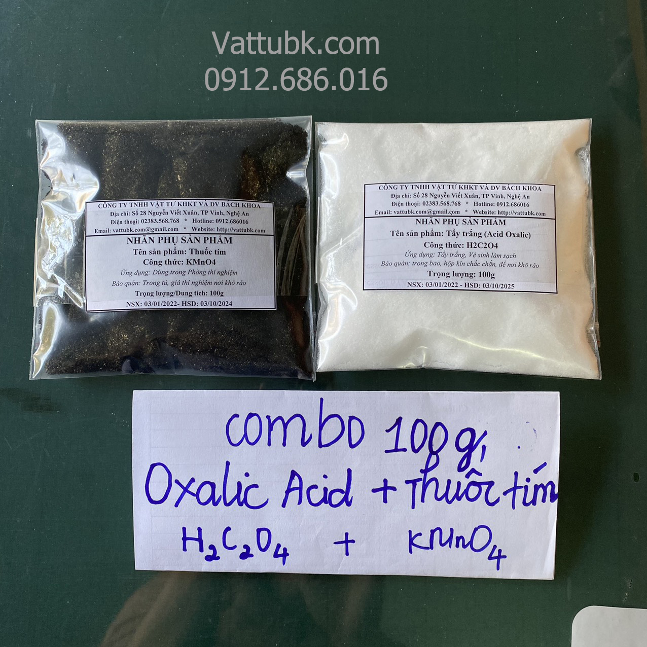 Combo Oxalic Acid + ThuOc tím 100g