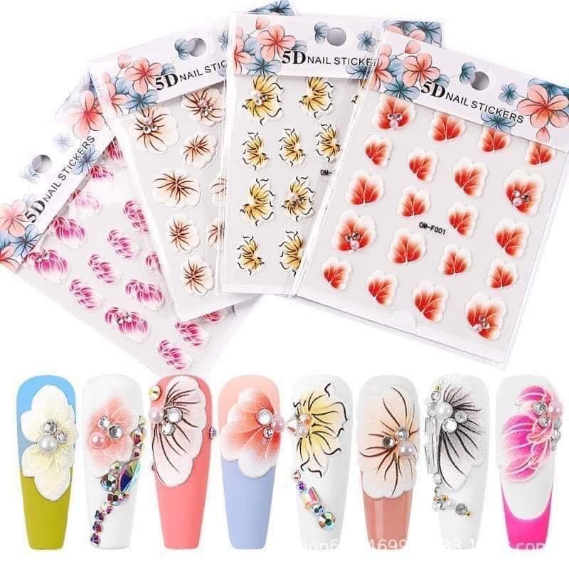 sticker dán móng hoa bột 5D nail