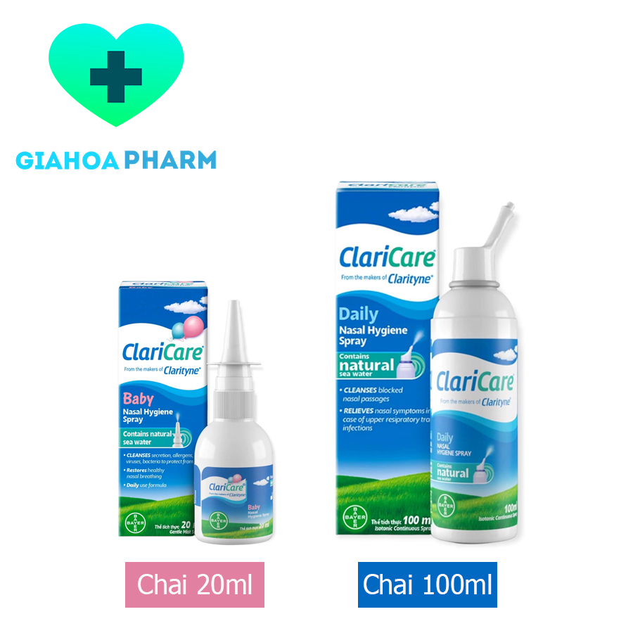 Xịt vệ sinh mũi hàng ngày, ngăn sổ mũi, nghẹt mũi, an toàn cho trẻ sơ sinh Claricare