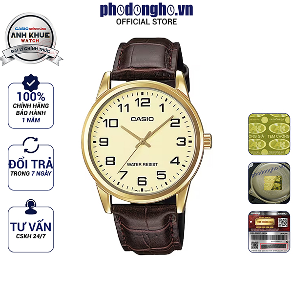 Đồng hồ nam dây da Casio Ahh Khuê MTP-V001GL-9BUDF