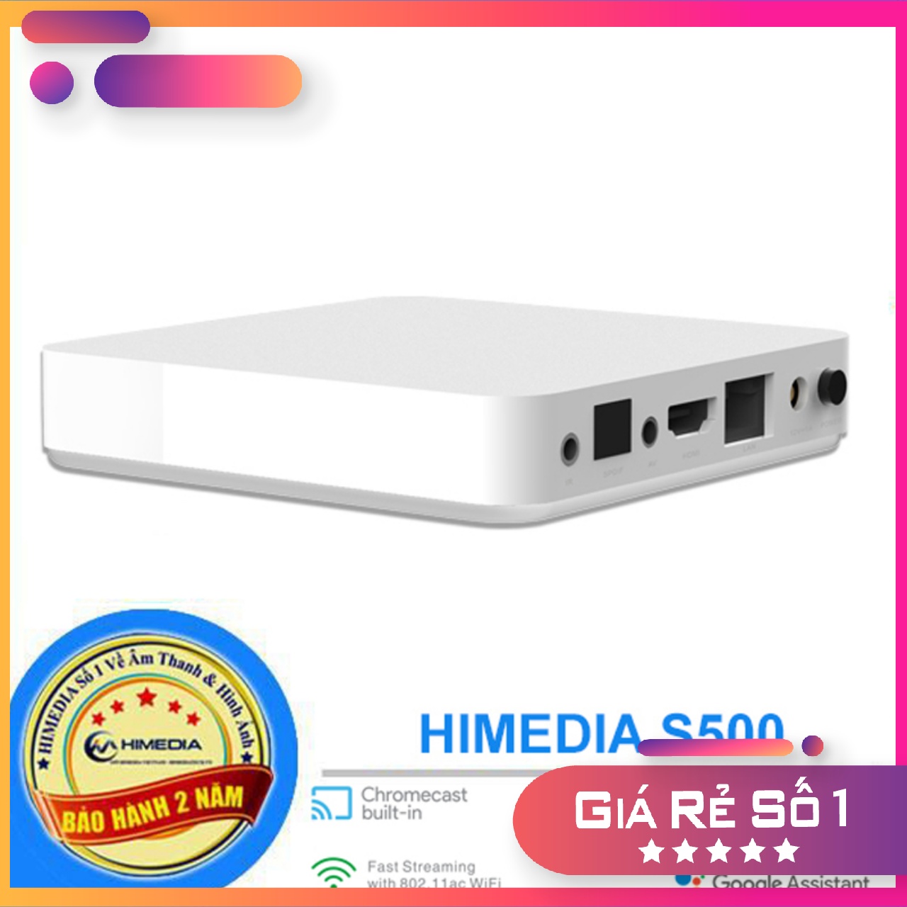 Android Tv Box HIMEDIA S500 – ANDROID TV 9.0, chip Hisilicon Huawei , Âm thanh DTS/Dolby HD 5.1, 7.1, Netflix 4K, Điều khiển giọng nói