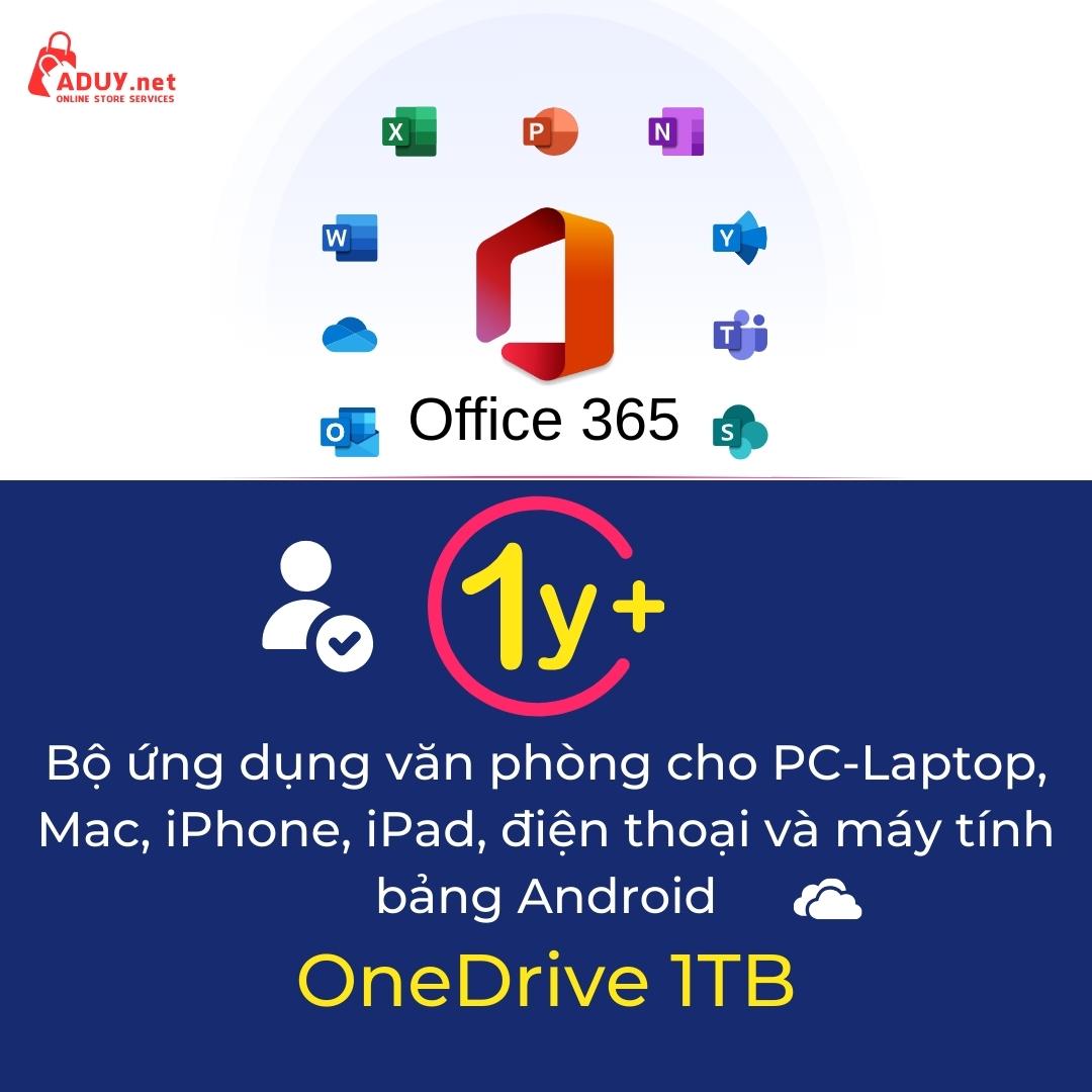 Microsoft Office 365 Family - Bộ ứng dụng văn phòng | 1 Năm 1 User 1TB OneDrive 5 Thiết Bị