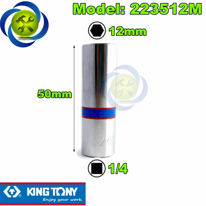 Tuýp 12mm dài 50mm loại 1/4 có 6 cạnh kingtony 223512m