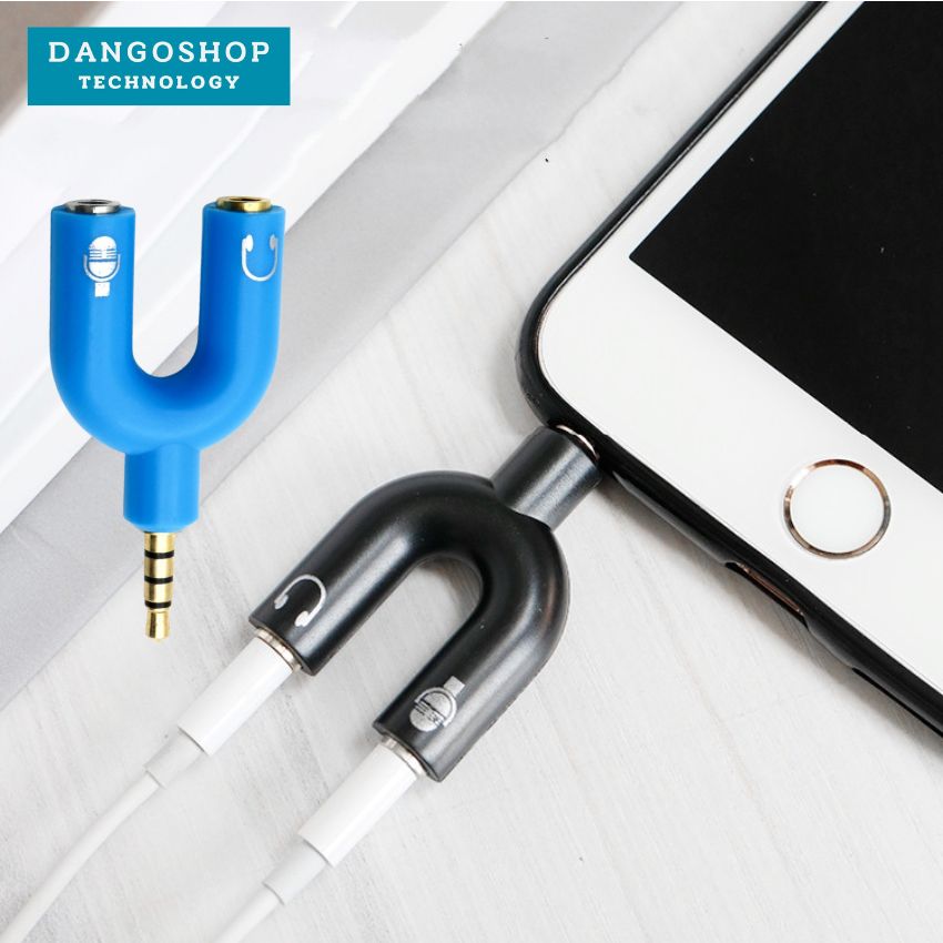 Jack chia audio 3.5 ra Mic và Loa cao cấp hình chữ U, jack chia tai nghe và mic Dangoshop DC36