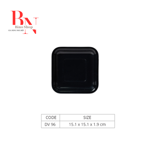 Dĩa nhựa vuông cạn đen bóng dv96