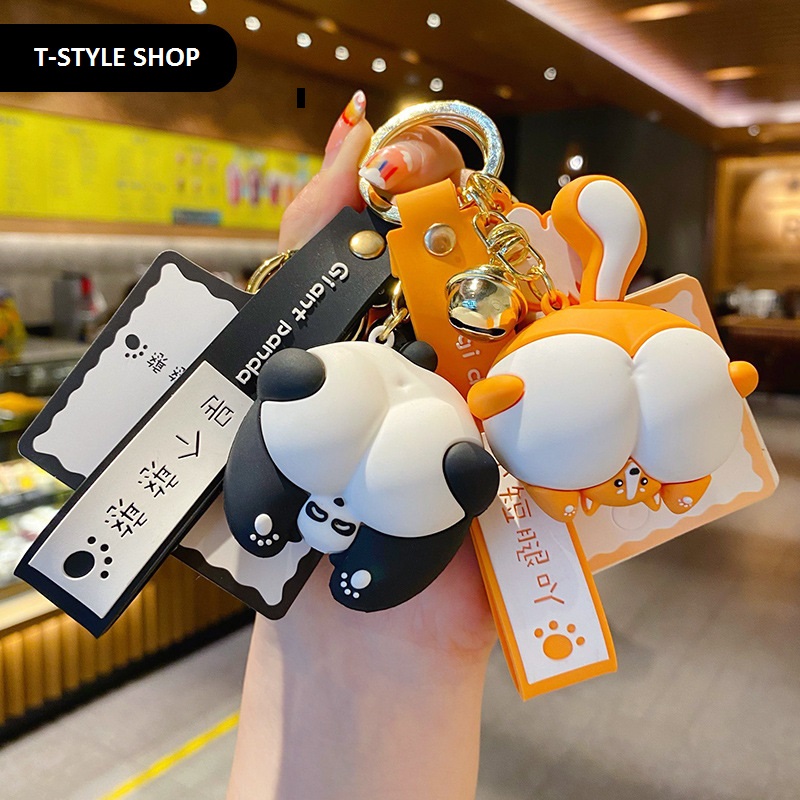 Móc khóa Chó shiba, heo hồng, gấu trúc chổng mông quyến rũ