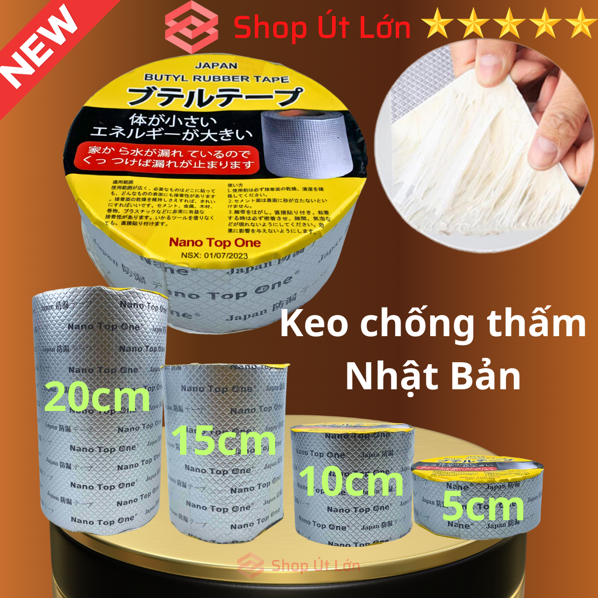 Băng keo chống thấm nhật bản siêu dính - băng dính chống thấm nước chống dột mái tôn, dán tường