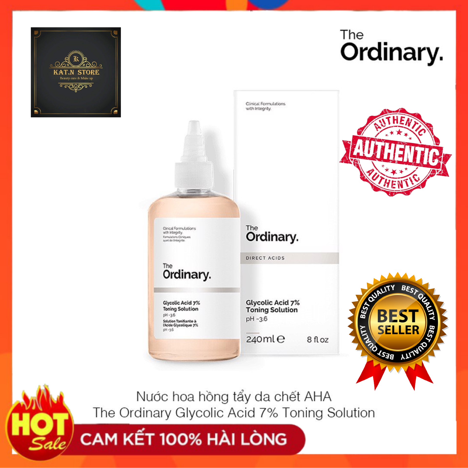 Nước hoa hồng the ordinary. glucolic acid 7% toning solution 240ml