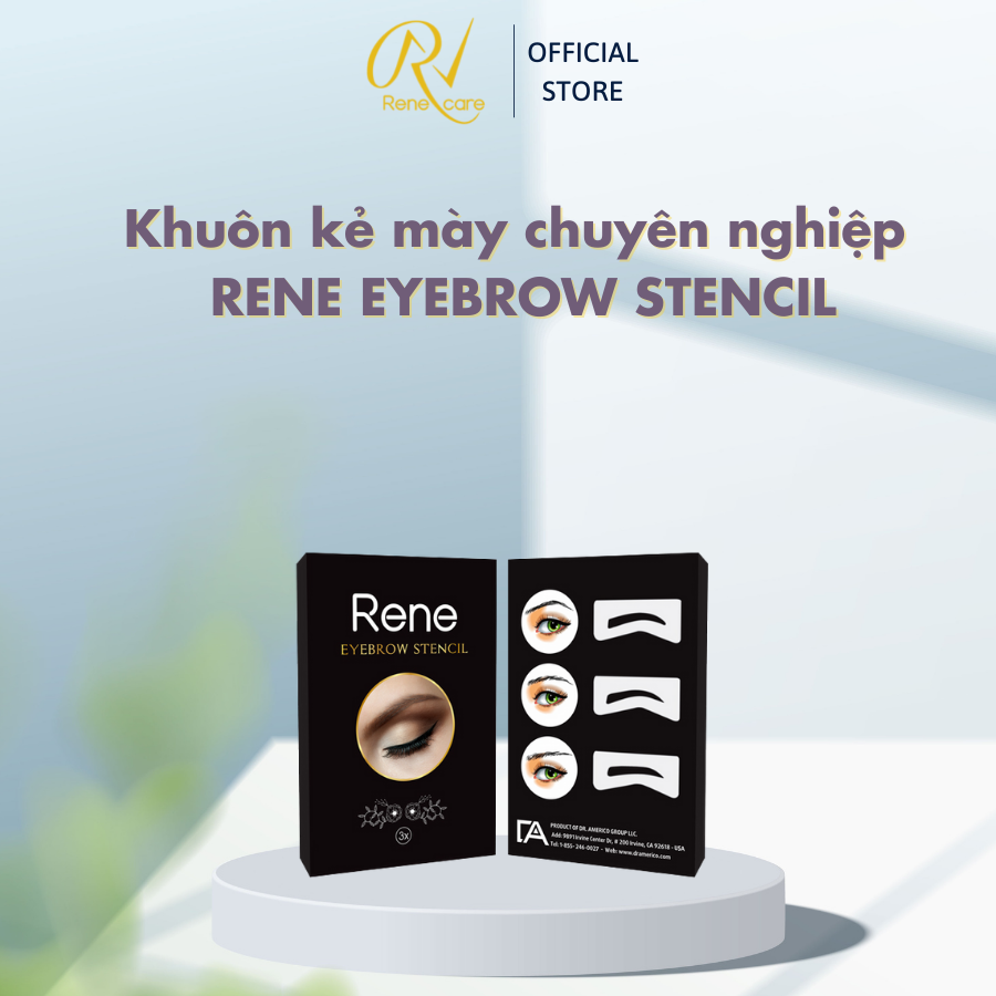 Khuôn kẻ mày chuyên nghiệp [Dễ dàng tạo nhiều kiểu vẽ khác nhau cho chân mày, giúp trang điểm chuyên nghiệp] RENE EYEBROW STENCIL - USA
