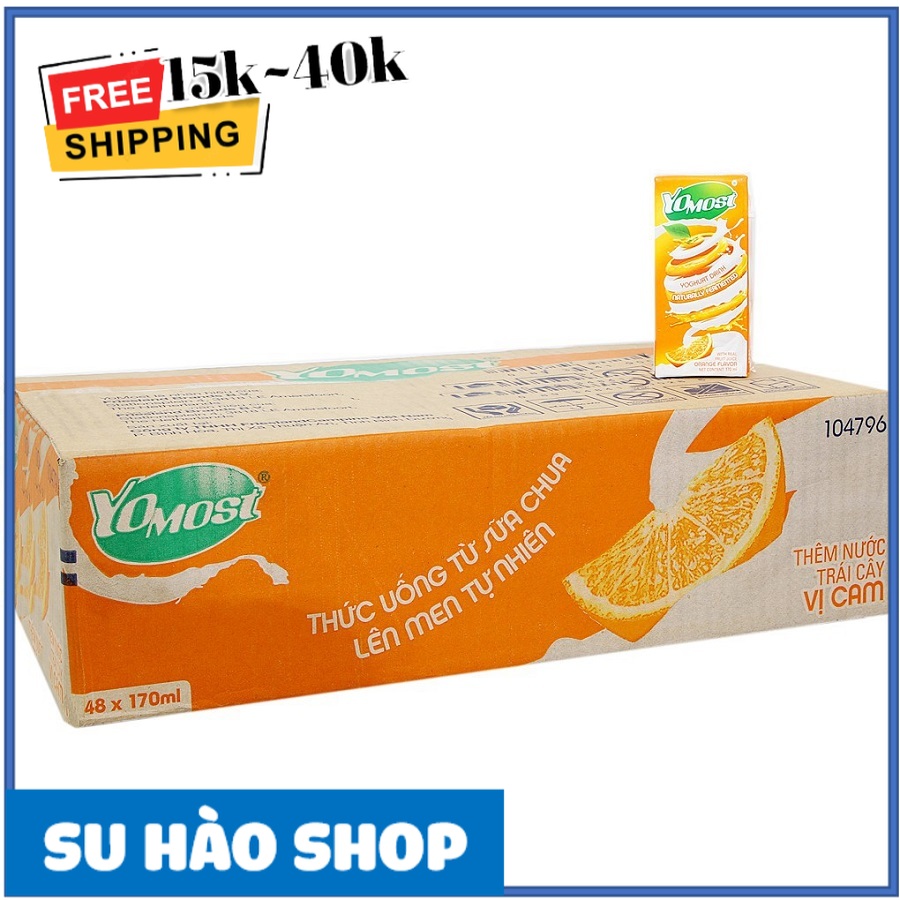[HCM] 24 Hộp Sữa Chua Lên Men Tự Nhiên Yomost Vị Cam (24x170ml)