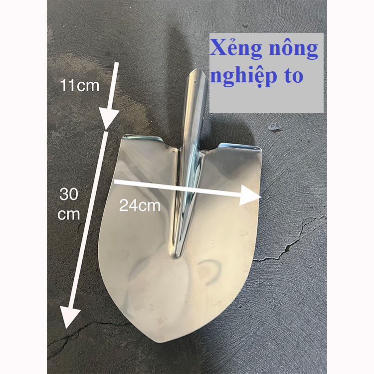 Xẻng xúc đất inox 304 cao cấp sáng bóng bền cát đá trồng bứng cây làm vườn bán vật liệu xây dựng