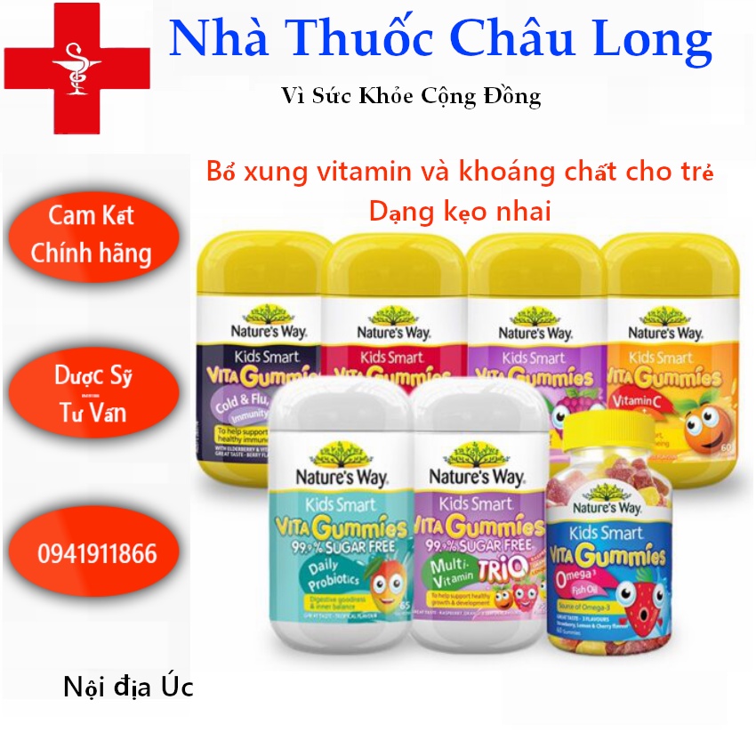 Kẹo dẻo canxi cho bé nature’s way kids smart vita gummies calcium + vitamin d 60 viên-hàng date mới