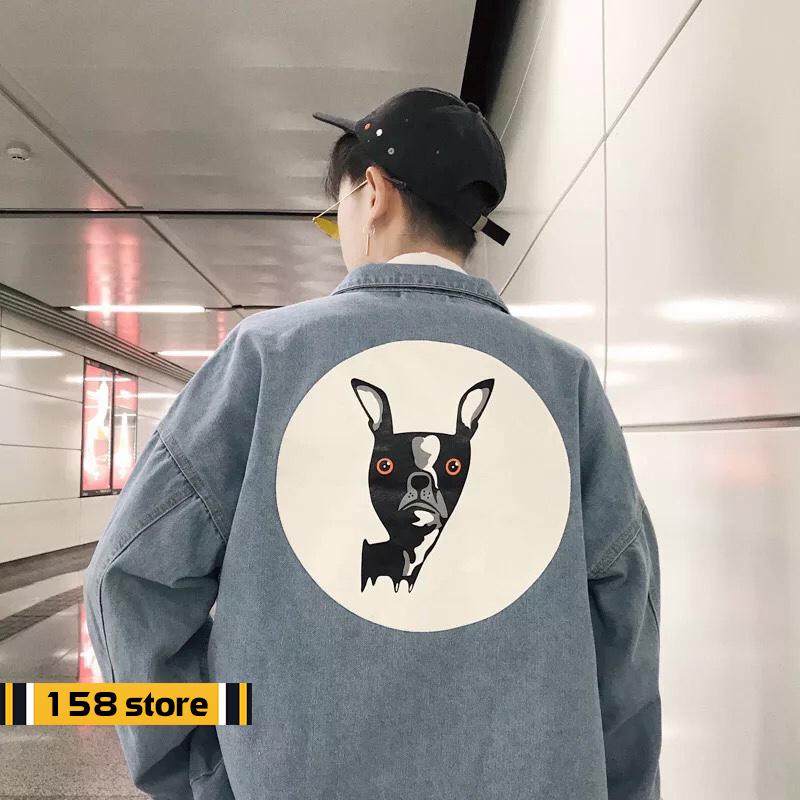 [HCM]Áo khoác Jean Nam bụi HQ hình chó tròn